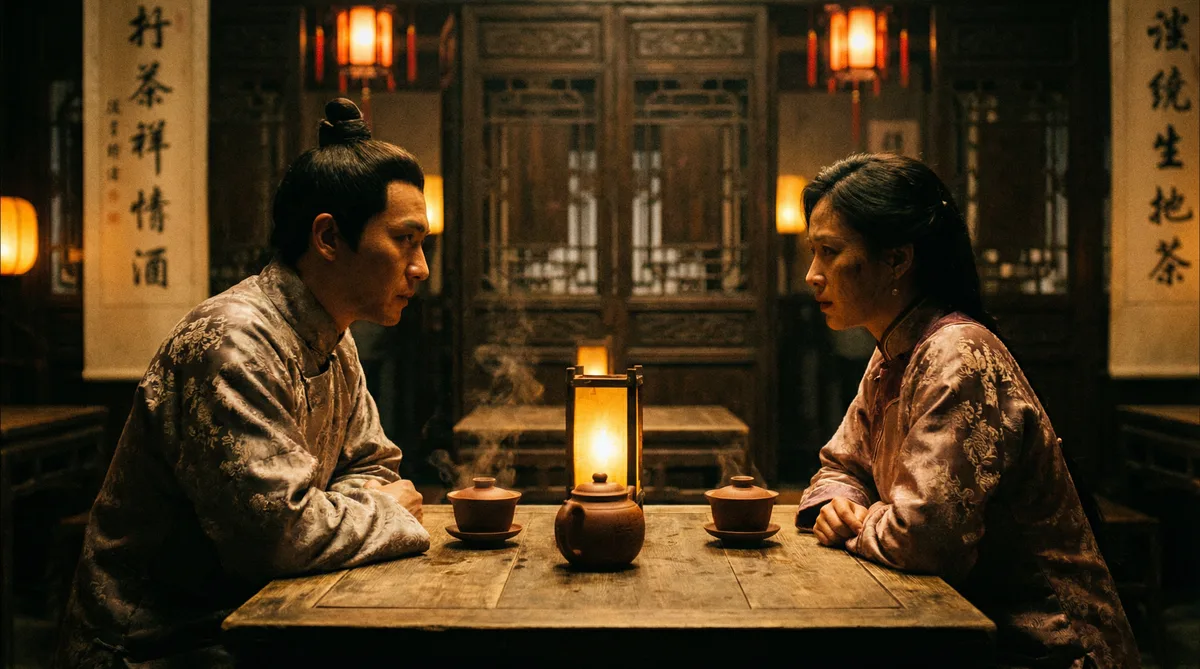 蜜桃视频古装爱情剧照-烛光下的深情对话